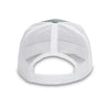 HillBilly grey and white pro style trucker hat with red patch and snapback closure